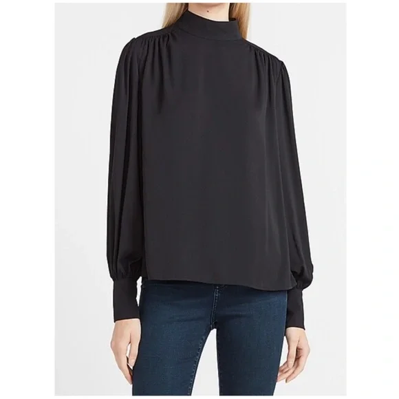 Express | Tops | Express Mock Neck Balloon Sleeve Top | Poshmark